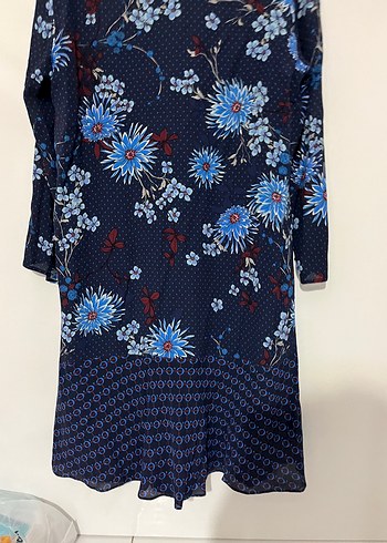 Uzun Kol V Yaka Lacivert Bohem Tunik - Görsel 17