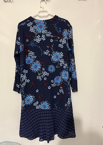 Uzun Kol V Yaka Lacivert Bohem Tunik - Görsel 15