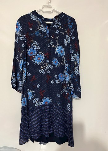 Uzun Kol V Yaka Lacivert Bohem Tunik - Görsel 7