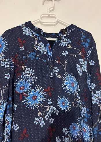 Uzun Kol V Yaka Lacivert Bohem Tunik - Görsel 9