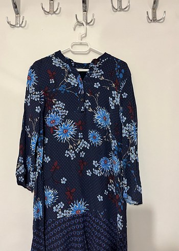 Uzun Kol V Yaka Lacivert Bohem Tunik - Görsel 5