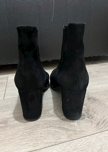 Siyah Süet Tokalı Blok Topuklu Goth Botlar - Görsel 6