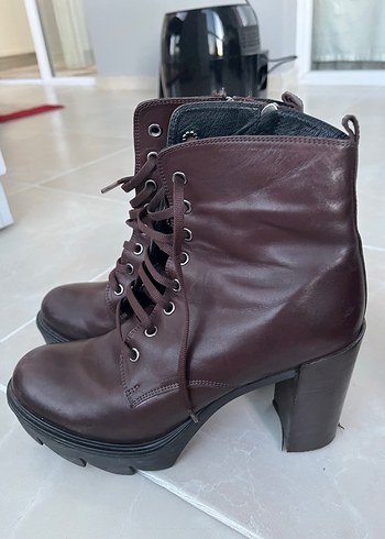 Diğer Kahverengi Deri Kadın Bot Stiletto Topuklu