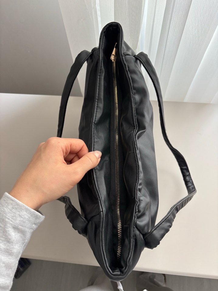 Siyah Deri Minimalist Kadın Çanta - Görsel 5