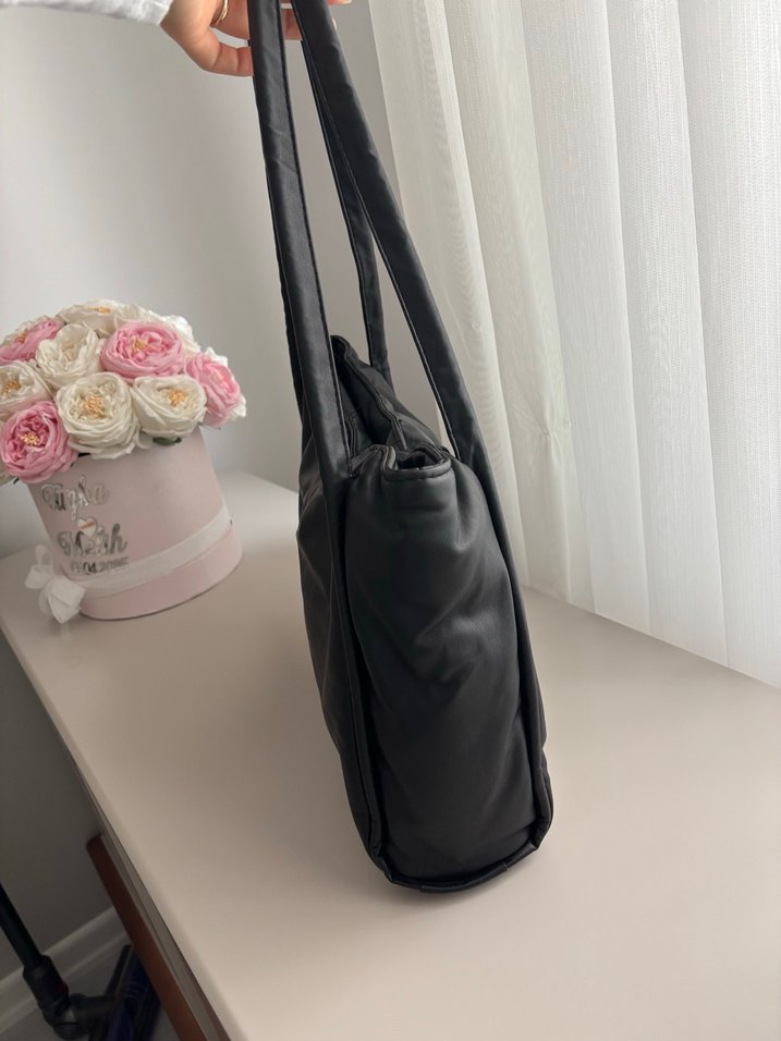Siyah Deri Minimalist Kadın Çanta - Görsel 3