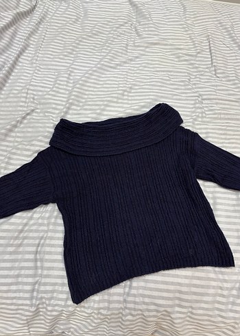 Kadın Lacivert Triko Kayık Yaka Kazak - Görsel 4