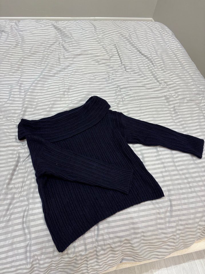 Kadın Lacivert Triko Kayık Yaka Kazak - Görsel 3