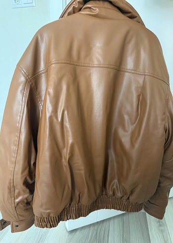 Kadın Kahverengi Deri Ceket - Rahat Kesim - Görsel 2