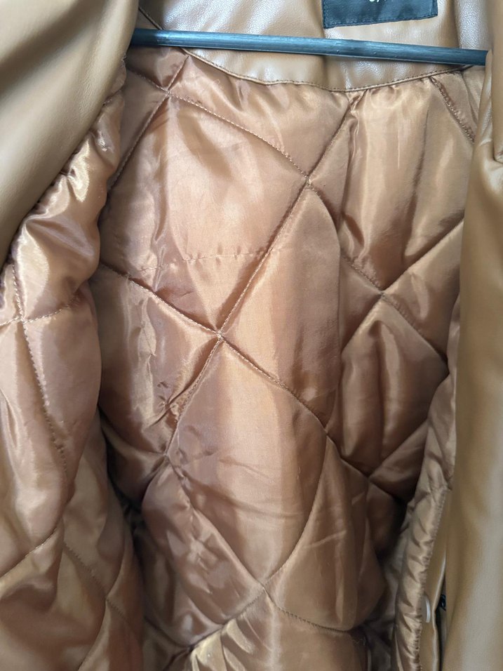 Kadın Kahverengi Deri Ceket - Rahat Kesim - Görsel 4