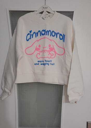 Beyaz Baskılı Uzun Kollu Sweatshirt