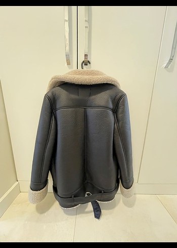 Stradivarius Kürklü Siyah Deri Kadın Ceket