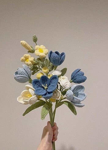 Örgü Crochet Çiçek Buket
