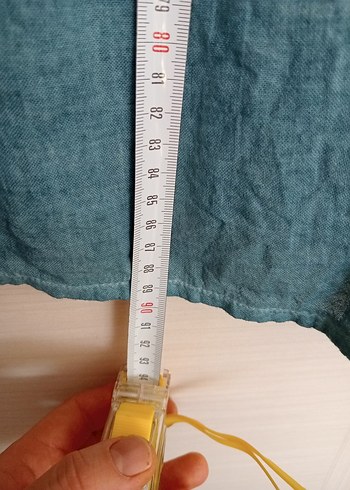 l Beden turkuaz Renk İnvee Uzun Turkuaz Keten Kadın Ceket