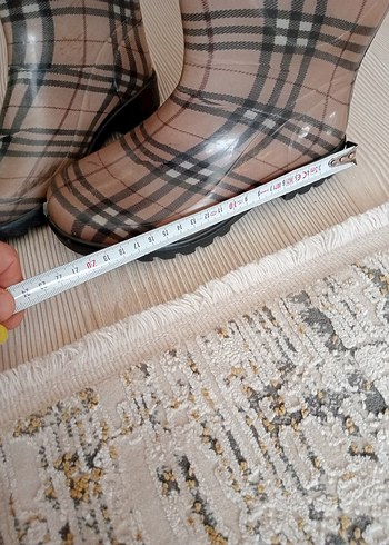 32 Beden kahverengi Renk Kareli Kemerli Kahverengi Çizme