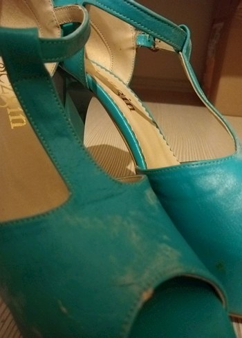 Turkuaz Platform Topuklu Kadın Ayakkabı - Görsel 7
