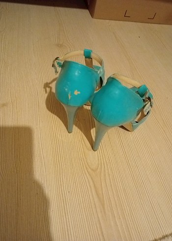 Turkuaz Platform Topuklu Kadın Ayakkabı - Görsel 3