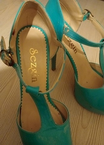 Turkuaz Platform Topuklu Kadın Ayakkabı - Görsel 2