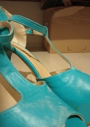 Turkuaz Platform Topuklu Kadın Ayakkabı - Görsel 8