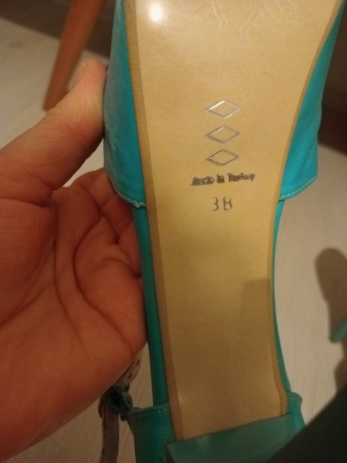 Turkuaz Platform Topuklu Kadın Ayakkabı - Görsel 4