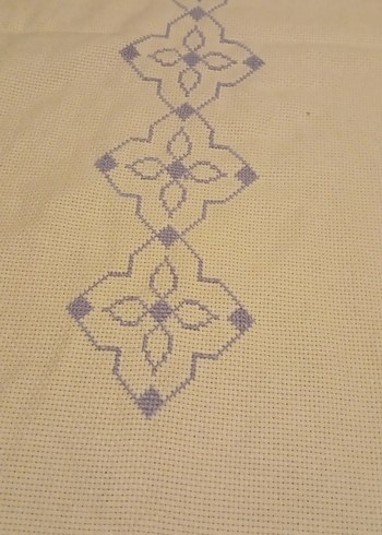 Krem Renkli Nakışlı El Yapımı elişi seccade işlemelik etamin - Görsel 18