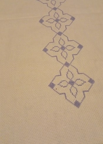 Krem Renkli Nakışlı El Yapımı elişi seccade işlemelik etamin - Görsel 20