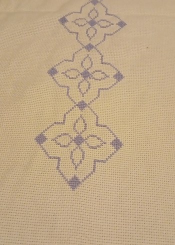 Krem Renkli Nakışlı El Yapımı elişi seccade işlemelik etamin - Görsel 16