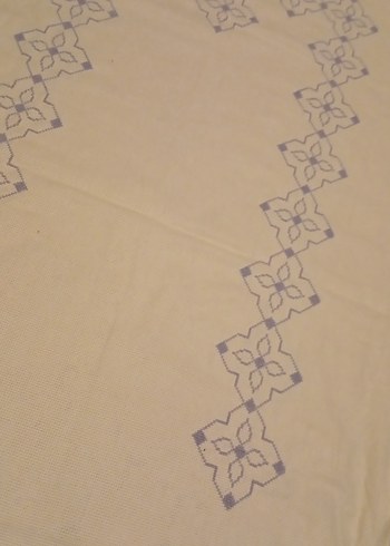 Krem Renkli Nakışlı El Yapımı elişi seccade işlemelik etamin - Görsel 10