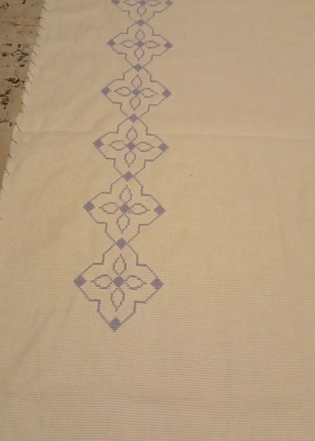 Krem Renkli Nakışlı El Yapımı elişi seccade işlemelik etamin - Görsel 15