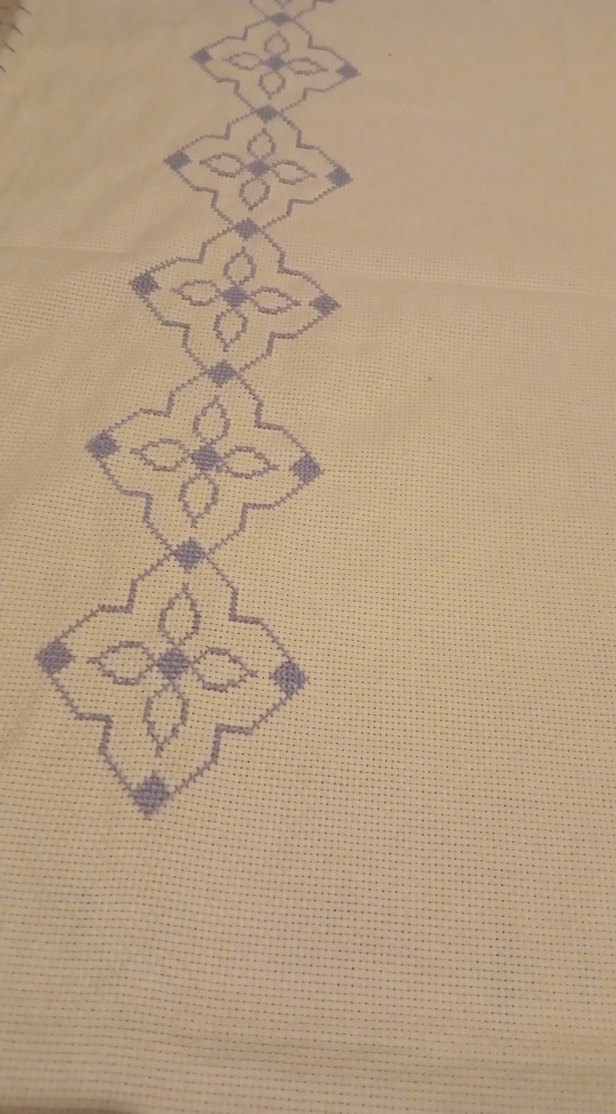 Krem Renkli Nakışlı El Yapımı elişi seccade işlemelik etamin - Görsel 4