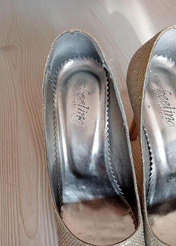 Altın Renkli Parlak Stiletto Topuklu Kadın Ayakkabı - Görsel 7