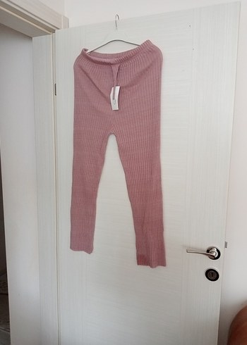 Pembe Triko Kadın Midi Pantolon - Görsel 9