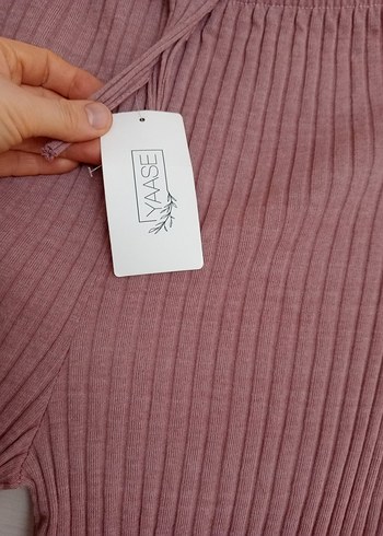 Pembe Triko Kadın Midi Pantolon - Görsel 2