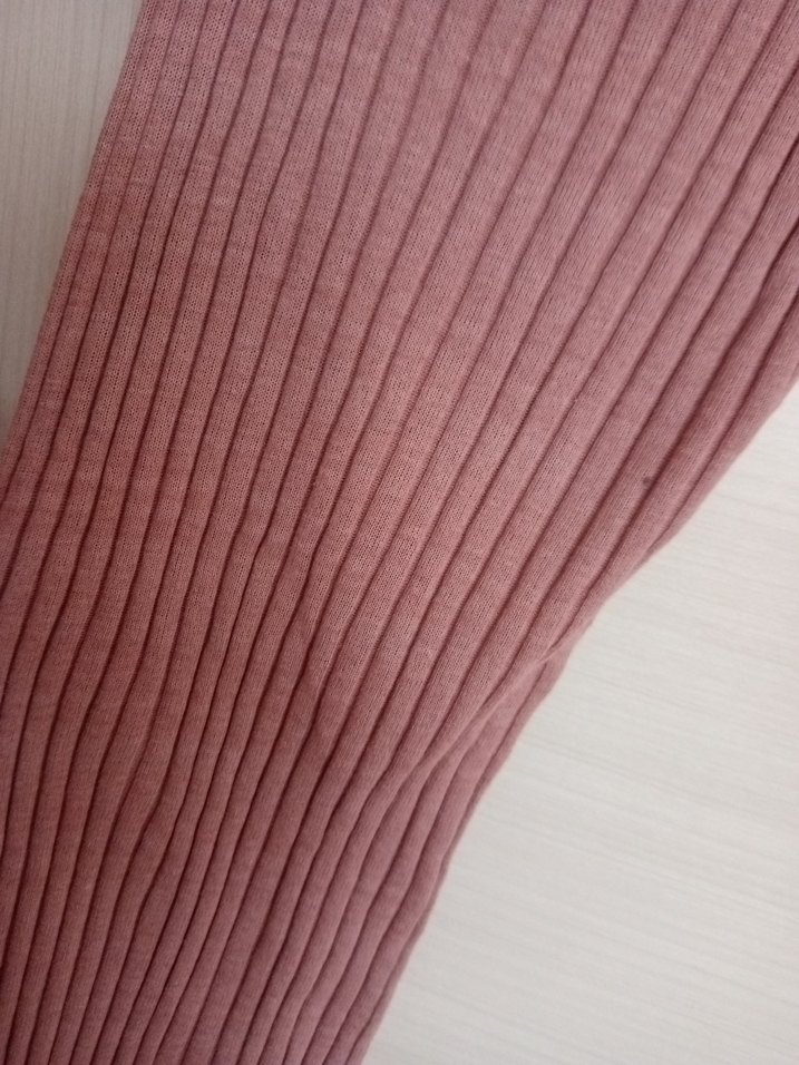 Pembe Triko Kadın Midi Pantolon - Görsel 5