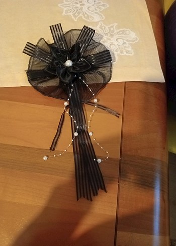 Siyah Nakışlı Fiyonk Broş - Görsel 7