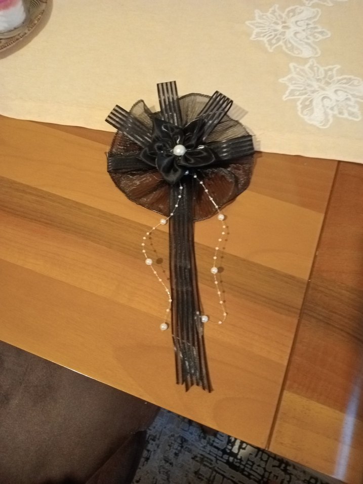 Siyah Nakışlı Fiyonk Broş - Görsel 2