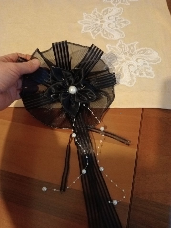 Siyah Nakışlı Fiyonk Broş - Görsel 4