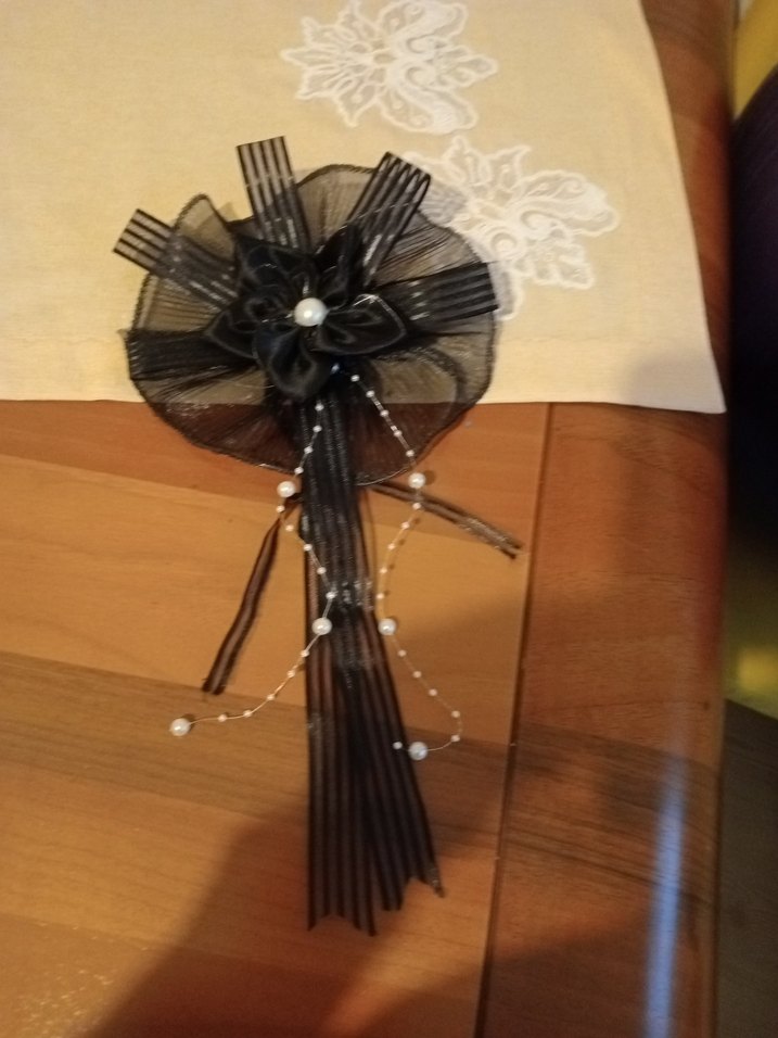 Siyah Nakışlı Fiyonk Broş - Görsel 5