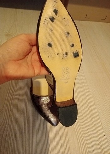 Kahverengi Parlak Yılan Desenli Kadın Topuklu Ayakkabı - Görsel 7