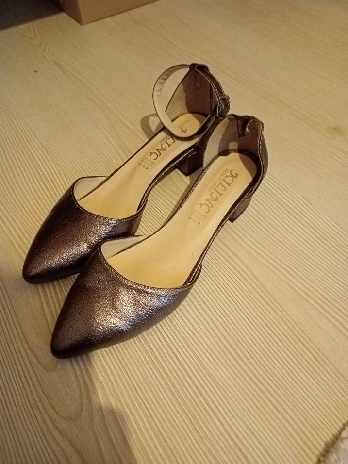 Kahverengi Parlak Yılan Desenli Kadın Topuklu Ayakkabı - Görsel 2