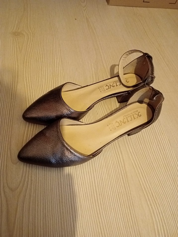 Kahverengi Parlak Yılan Desenli Kadın Topuklu Ayakkabı - Görsel 4