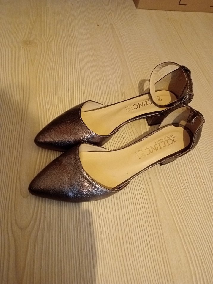 Kahverengi Parlak Yılan Desenli Kadın Topuklu Ayakkabı - Görsel 3