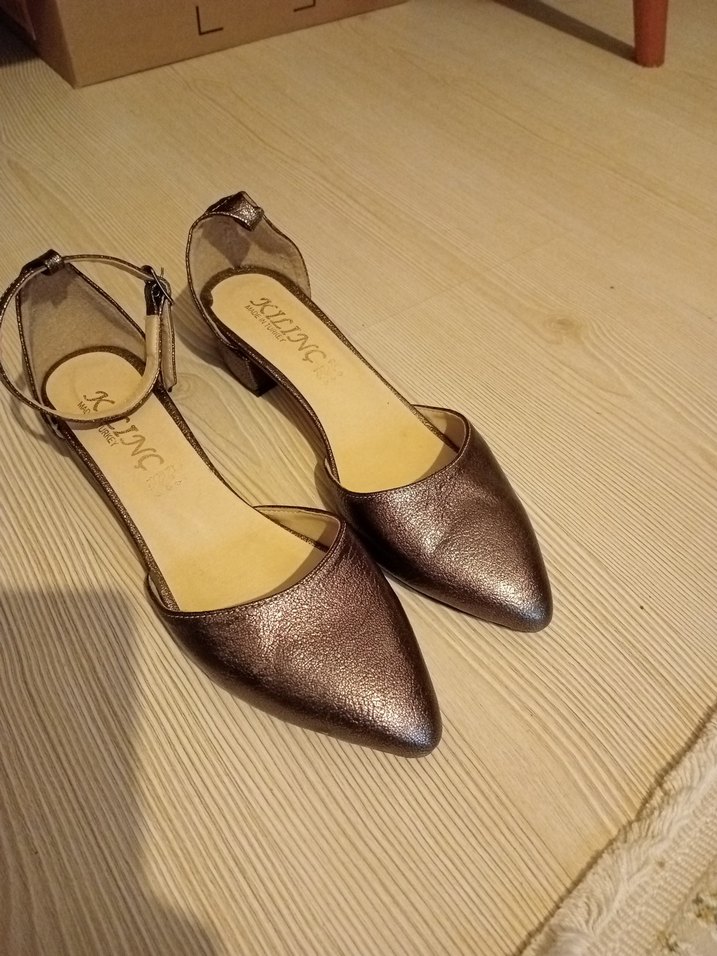 Kahverengi Parlak Yılan Desenli Kadın Topuklu Ayakkabı - Görsel 5