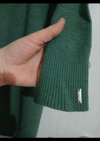 Düğmeli Yeşil Midi Kadın Kaban hırka - Görsel 4