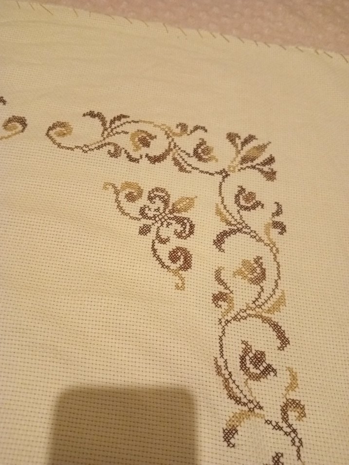 Klasik Nakışlı Bej El Yapımı Seccade krem rengi - Görsel 5