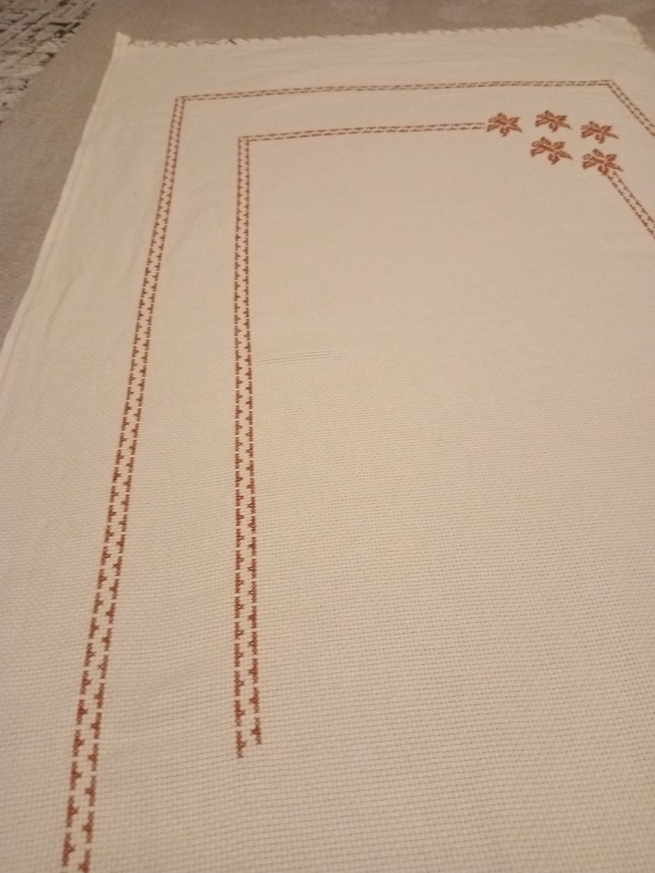 Nakışlı Krem seccade etamin işleme - Görsel 3