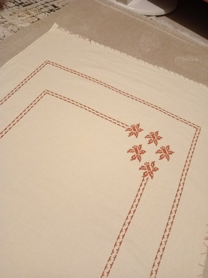 Nakışlı Krem seccade etamin işleme - Görsel 2