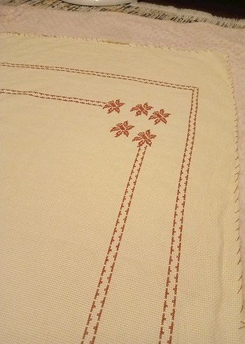 Krem rengi seccade işlemelik etamin seccade - Görsel 2