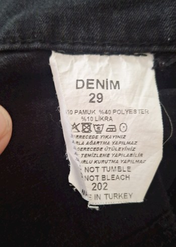 29 Beden Siyah Fermuarlı Kadın Denim Pantolon