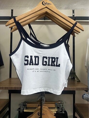Diğer Sad girl baskılı pamuklu crop atlet
