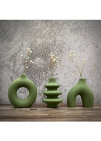 Minimal Vazo Set 3'lü Fıstık Yeşili
